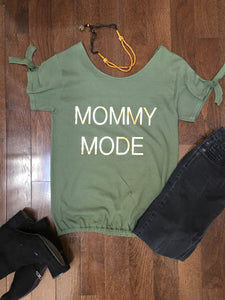 Mommy Mode gathered hem tassel tie sleeve t-shirt