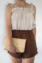 Load image into Gallery viewer, Shoulder Tie Gathered Linen Top
