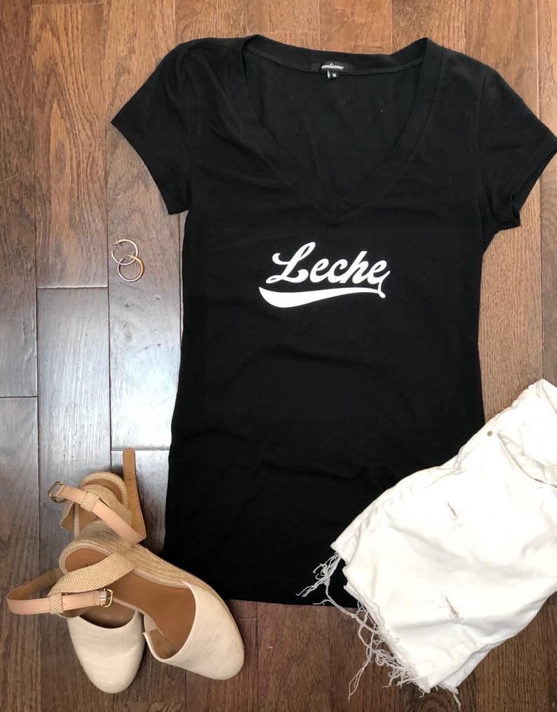 LECHE ss V-neck fitted t-shirt