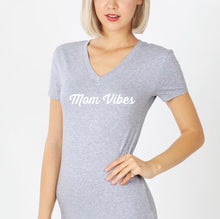 Load image into Gallery viewer, Mom Vibes ss fitted crewneck+v-neck t-shirt