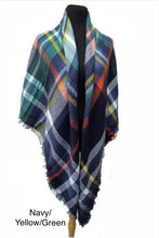 Load image into Gallery viewer, Plaid+Multi-color blanket wrap multi-wear scarves