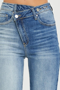High-Rise Crossover two tone STRAIGHT hem jeans