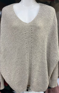 V-neck slouchy sleeve hatchi (peppered) knit sweater