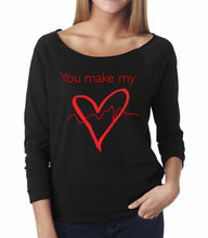 Load image into Gallery viewer, “You make my heart” raglan sleeve lightweight sweatshirt
