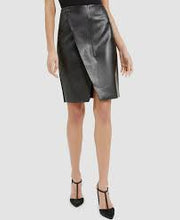 Load image into Gallery viewer, asymmetrical frayed hem wrap skirt